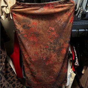 Floral Brown Midi Skirt